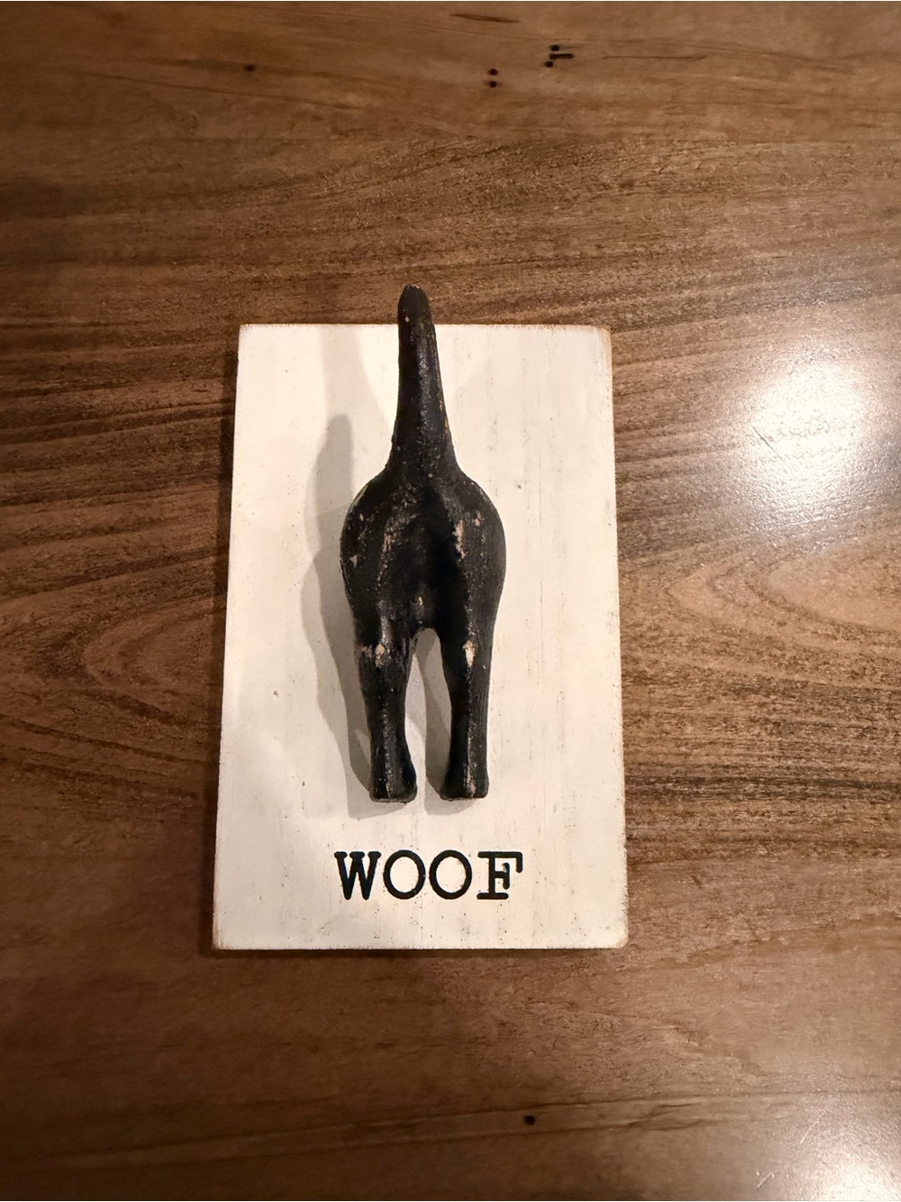 Rustic Black Dog Tail Wall Hook - WOOF